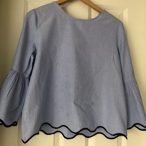 Zara scalloped bell sleeve top